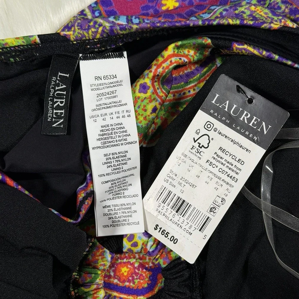 Lauren Ralph Lauren Women's Size 12 Paisley Halter Cut Out One Piece Swimsuit